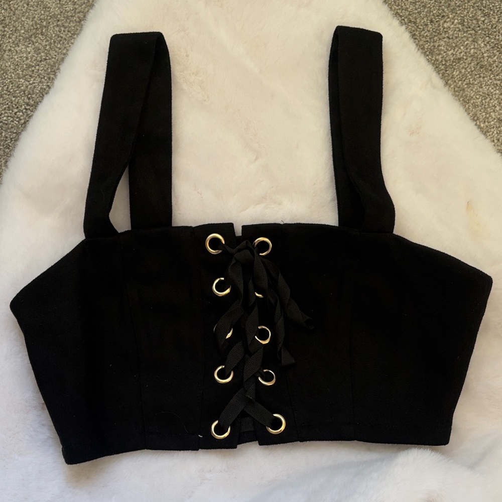 Elegant Black Lace-Up Women's Top